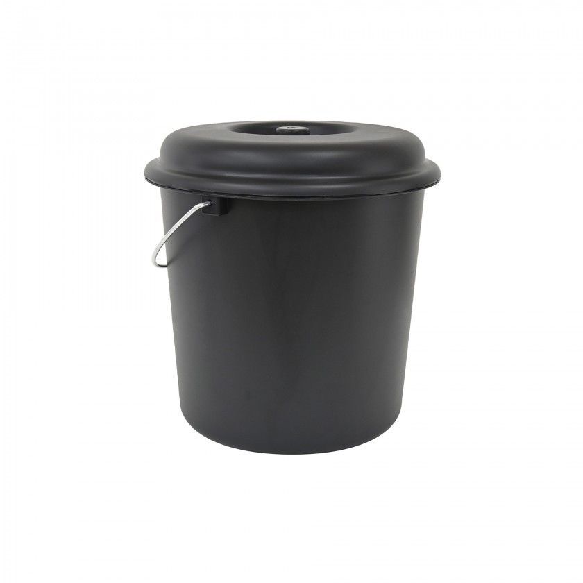 Balde Com Tampa Nature Preto 23l Ø36X36cm Balde Com Tampa Nature Preto 23l Ø36X36cm