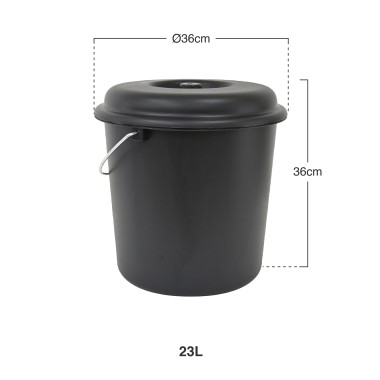 Balde Com Tampa Nature Preto 23l �36X36cm