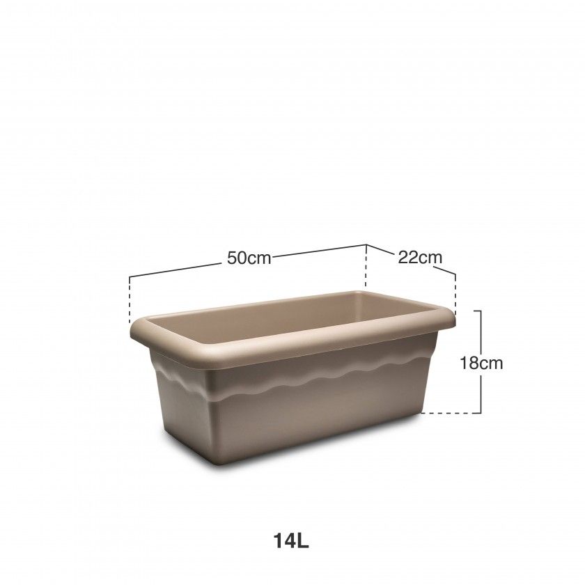 Floreira Terra Plástica Taupe 50X22cm Floreira Terra Plástica Taupe 50X22cm