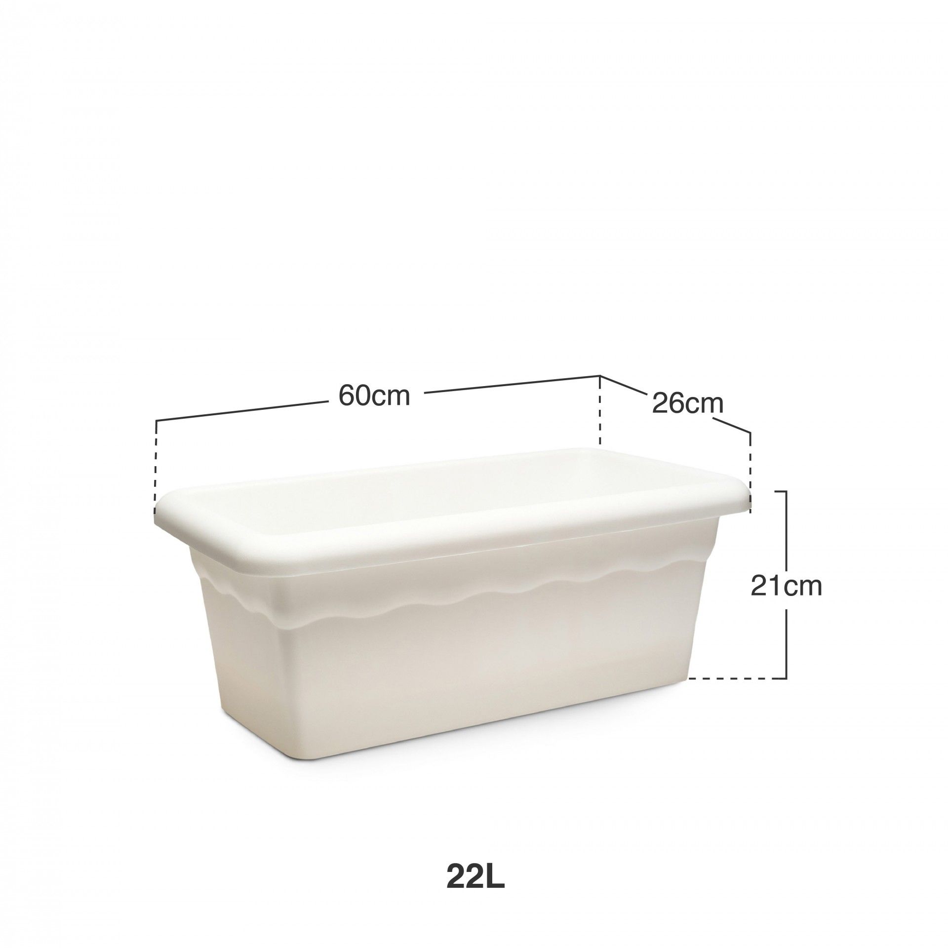Floreira Terra Plástica Branco 60X26cm