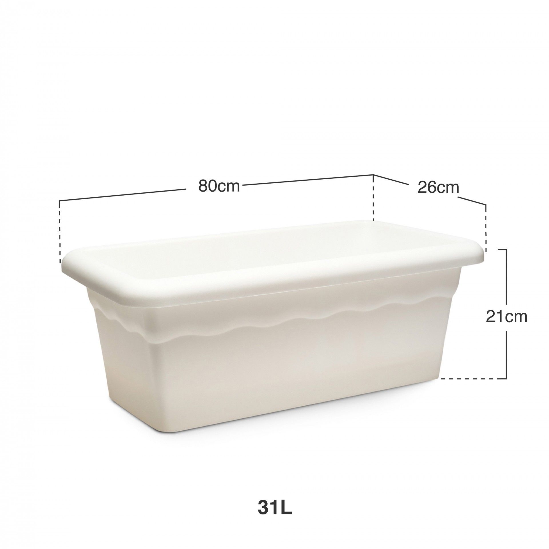 Floreira Terra Plástica Branco 80X26cm