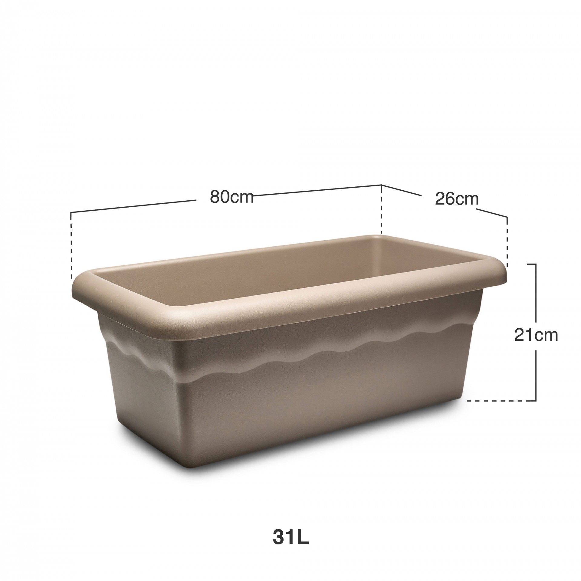 Floreira Terra Plástica Taupe 80X26cm