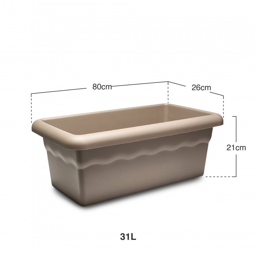 Floreira Terra Plástica Taupe 80X26cm Floreira Terra Plástica Taupe 80X26cm