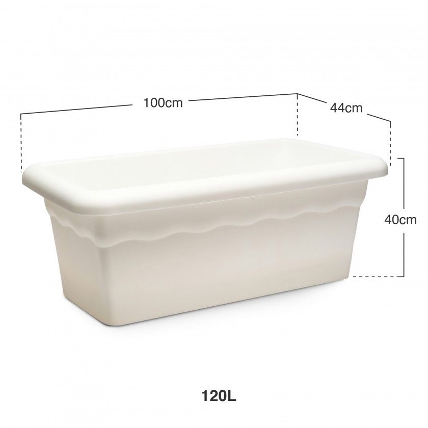 Floreira Terra Plástica Branco 100X44cm Floreira Terra Plástica Branco 100X44cm