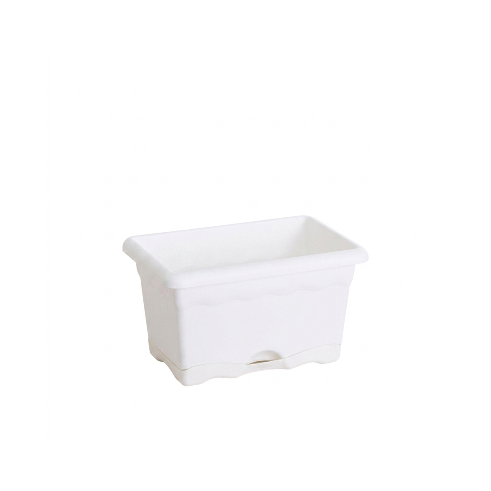 Floreira Com Prato Plástica Terra Branco 30X20cm