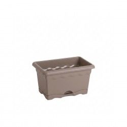 Floreira Com Prato Plástica Terra Taupe 30X20cm Floreira Com Prato Plástica Terra Taupe 30X20cm