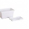 Floreira Com Prato Plástica Terra Branco 30X20cm Floreira Com Prato Plástica Terra Branco 30X20cm