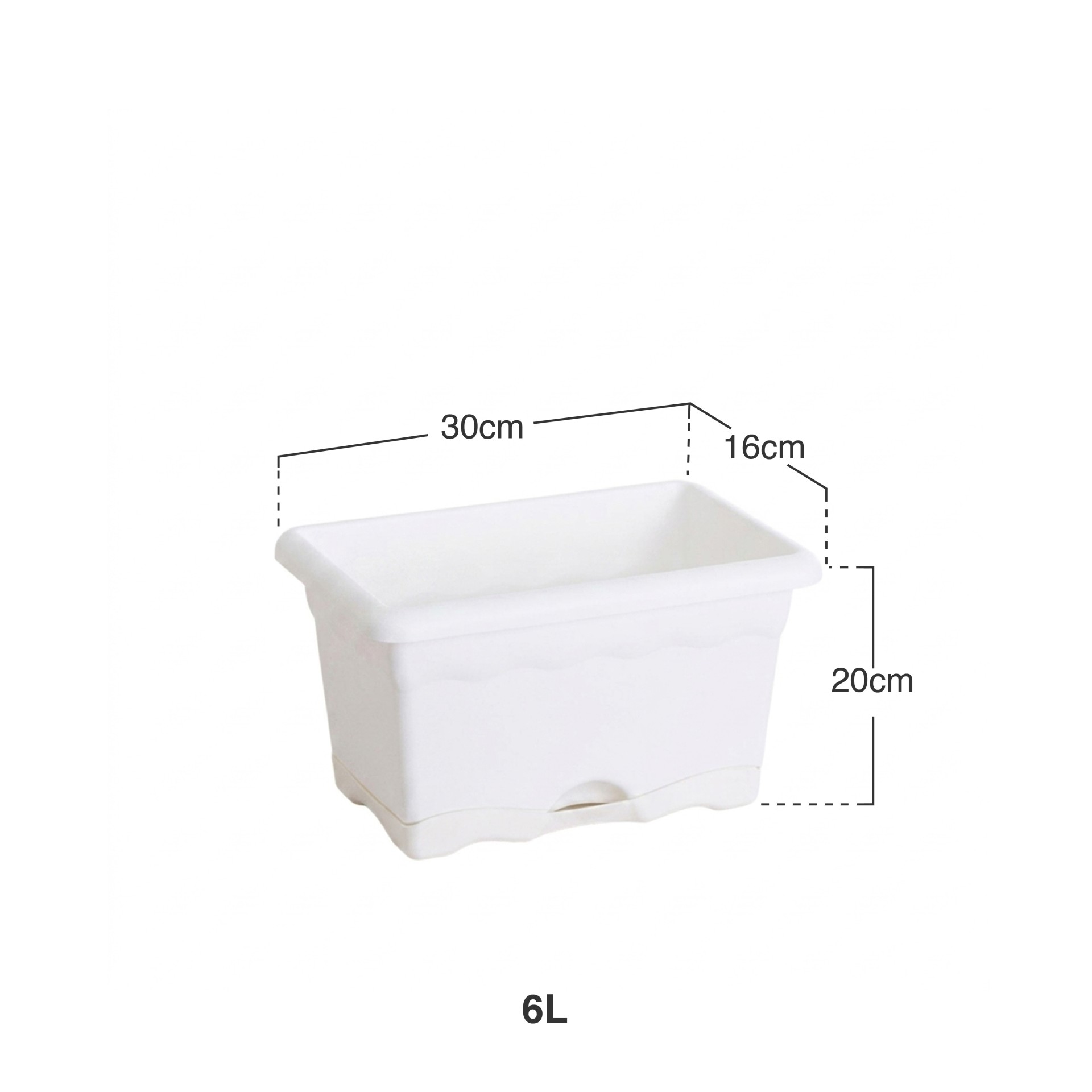 Floreira Com Prato Plástica Terra Branco 30X20cm
