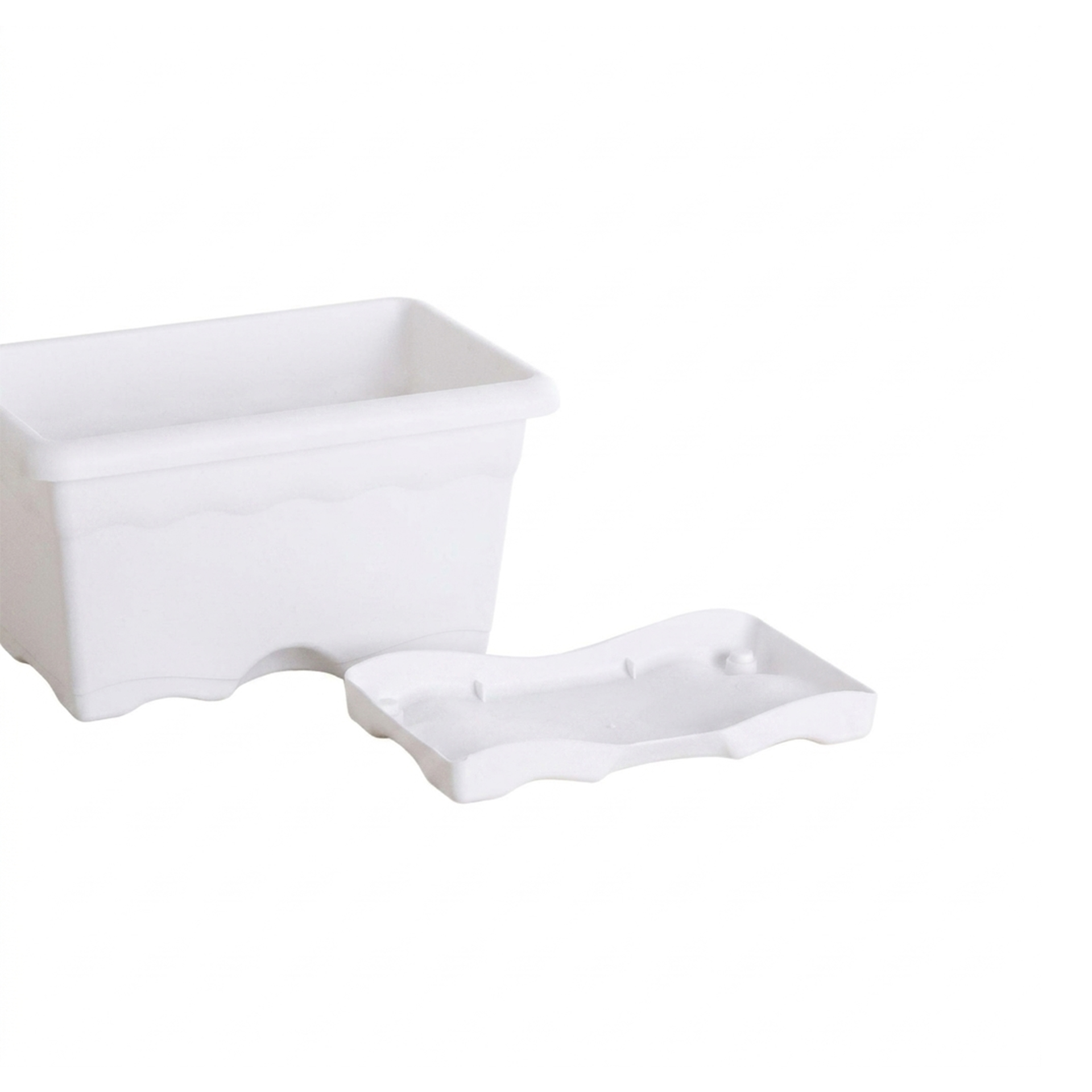Floreira Com Prato Plástica Terra Branco 30X20cm
