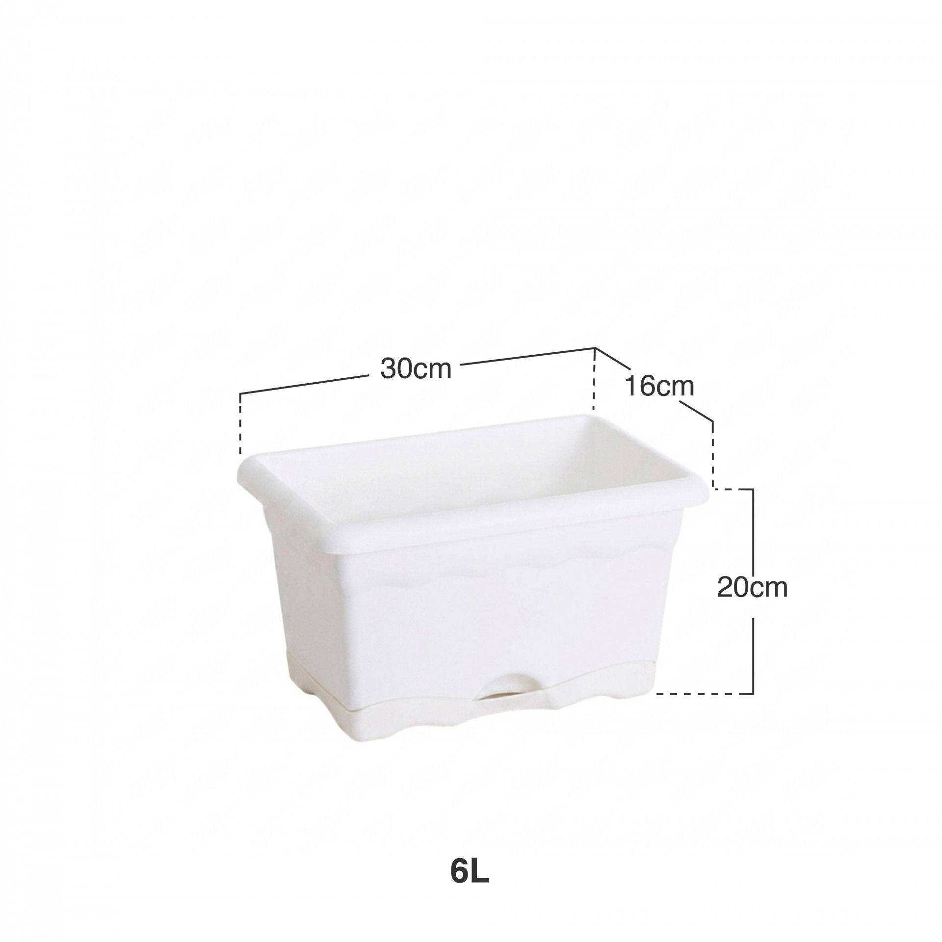 Floreira Com Prato Plástica Terra Branco 30X20cm