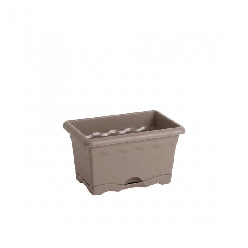 Floreira Com Prato Plástica Terra Taupe 30X20cm Floreira Com Prato Plástica Terra Taupe 30X20cm