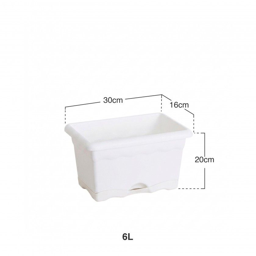 Floreira Com Prato Plástica Terra Branco 30X20cm Floreira Com Prato Plástica Terra Branco 30X20cm