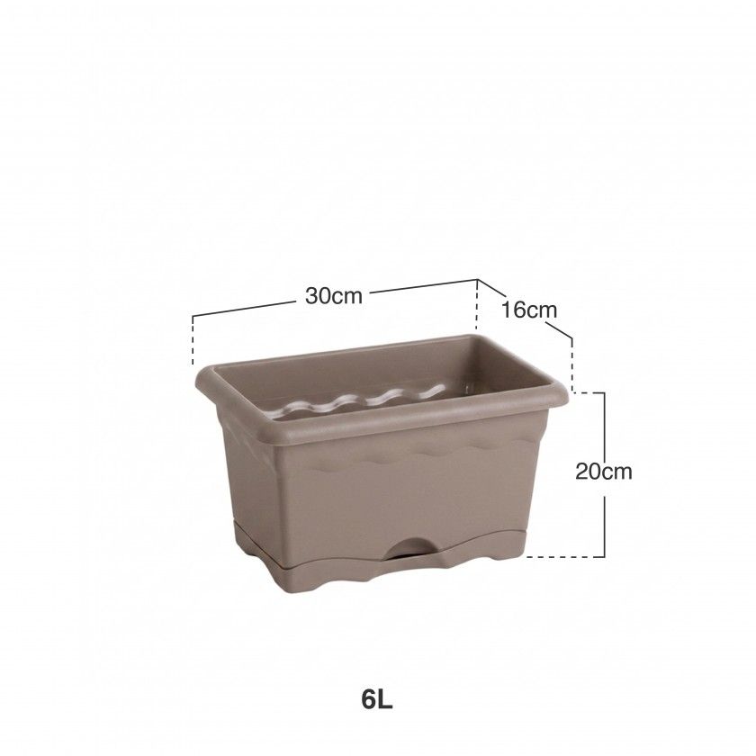 Floreira Com Prato Plástica Terra Taupe 30X20cm Floreira Com Prato Plástica Terra Taupe 30X20cm