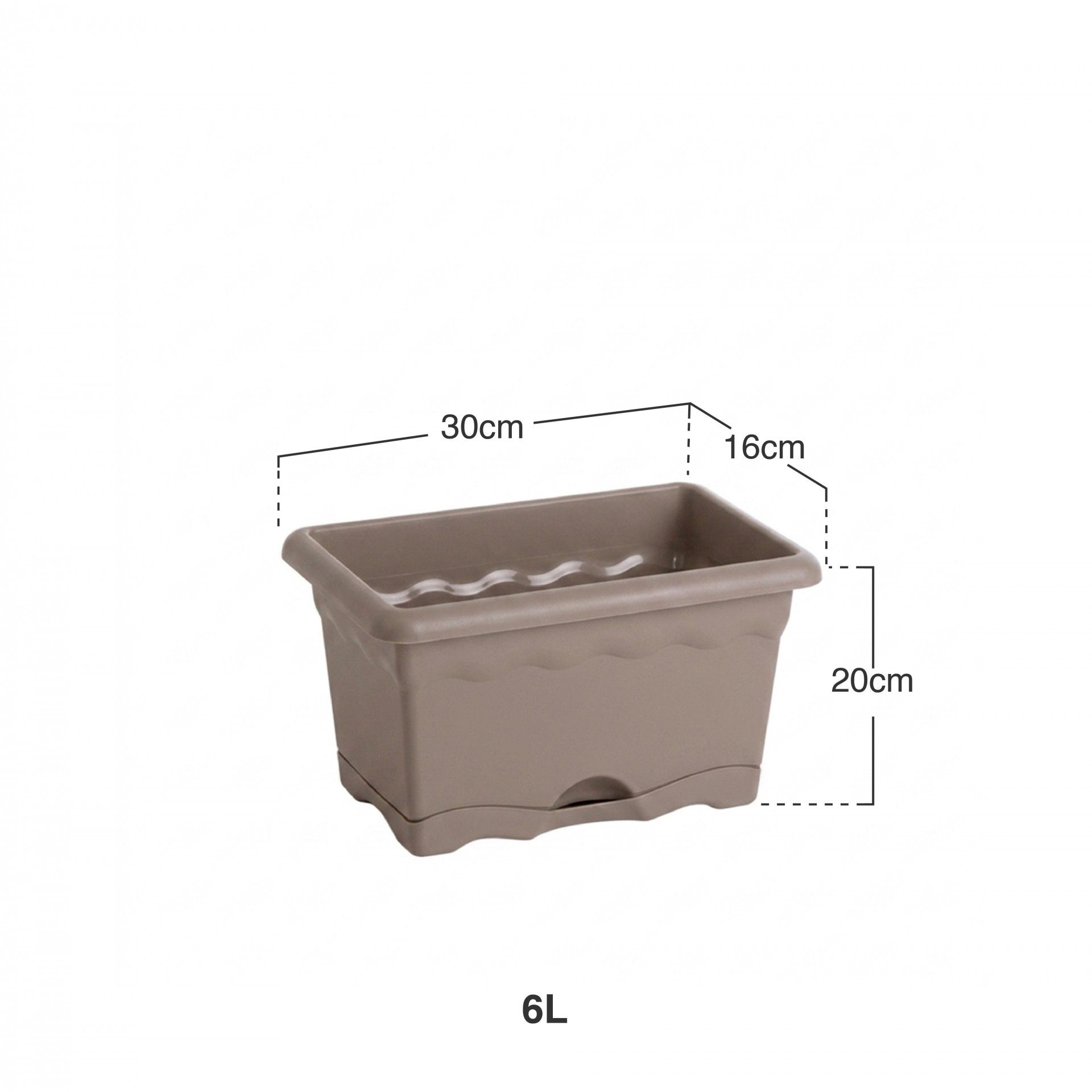 Floreira Com Prato Plástica Terra Taupe 30X20cm