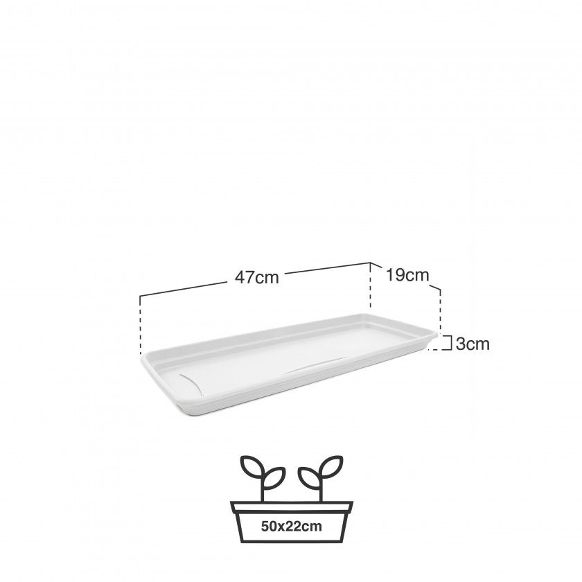 Prato Para Floreira Terra Branco 47X19cm Prato Para Floreira Terra Branco 47X19cm
