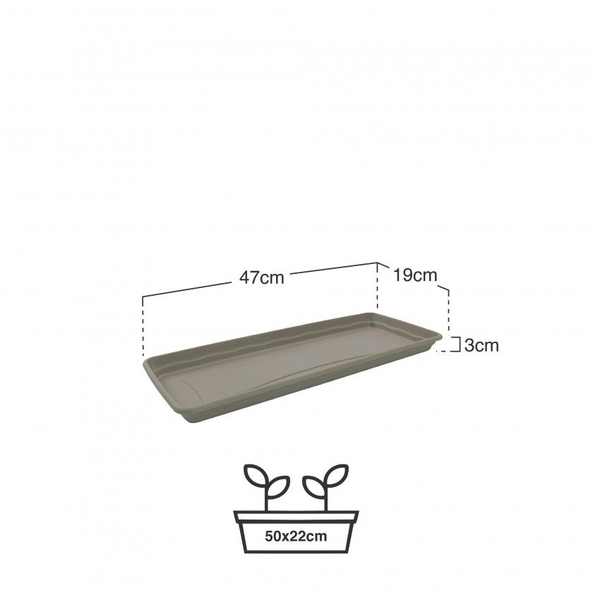 Prato Para Floreira Terra Taupe 47X19cm