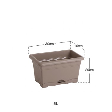 Floreira Com Prato Plástica Terra Taupe 30X20cm
