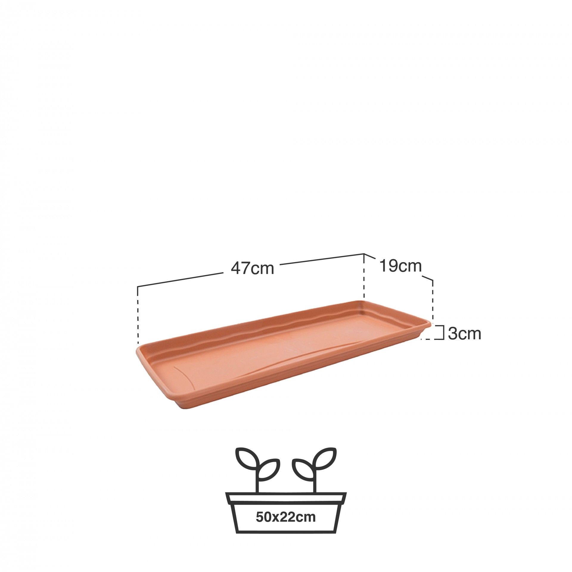 Prato Para Floreira Terra Terracota 47X19cm