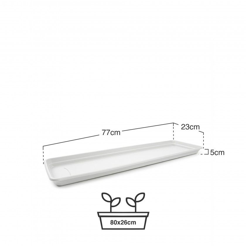 Prato Para FloreiraTerra Branco 77X23cm Prato Para FloreiraTerra Branco 77X23cm
