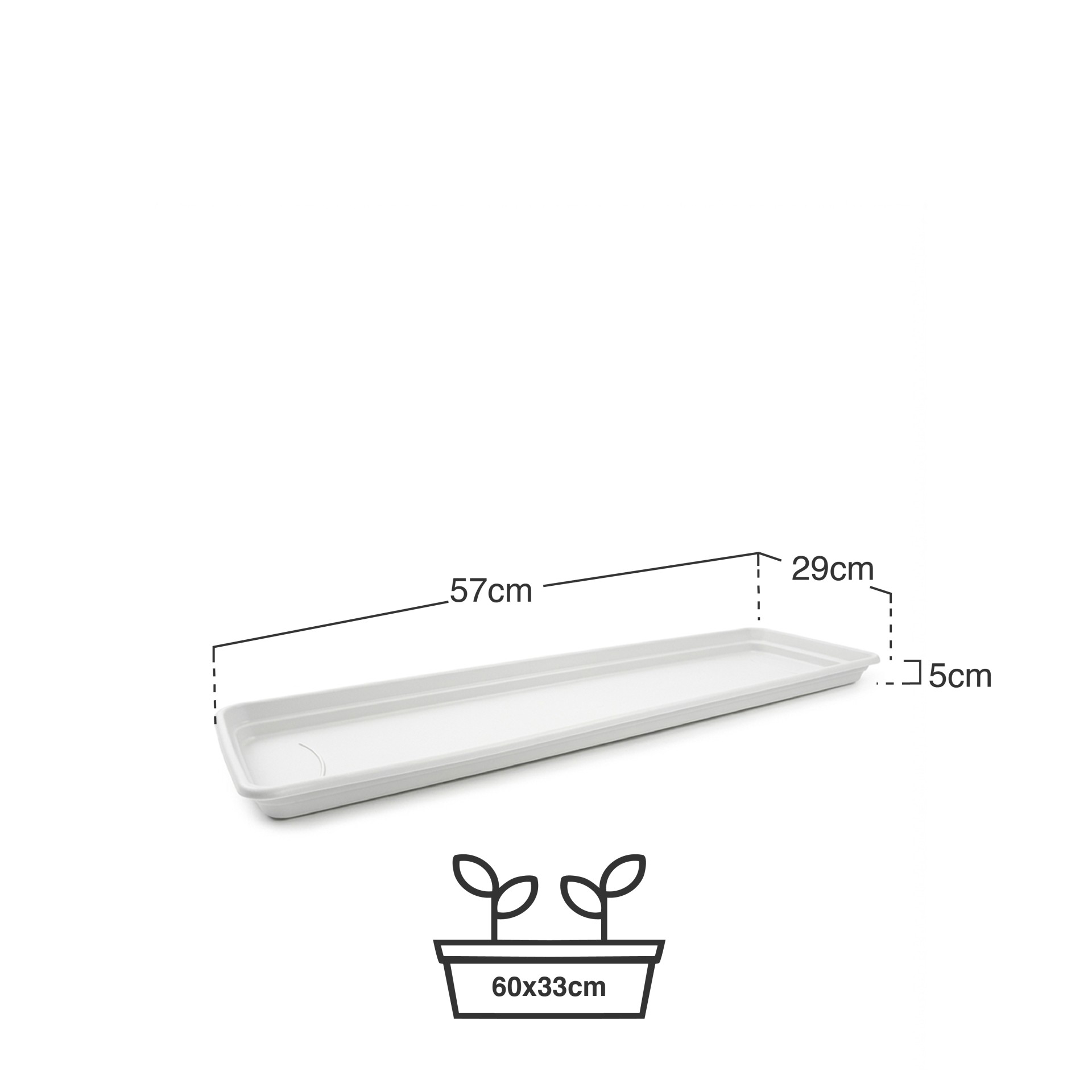 Prato Para Floreira Terra Branco 57X29cm