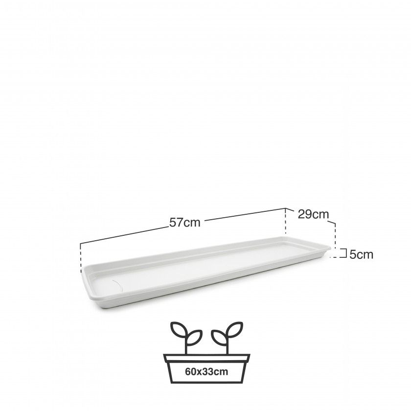 Prato Para Floreira Terra Branco 57X29cm Prato Para Floreira Terra Branco 57X29cm