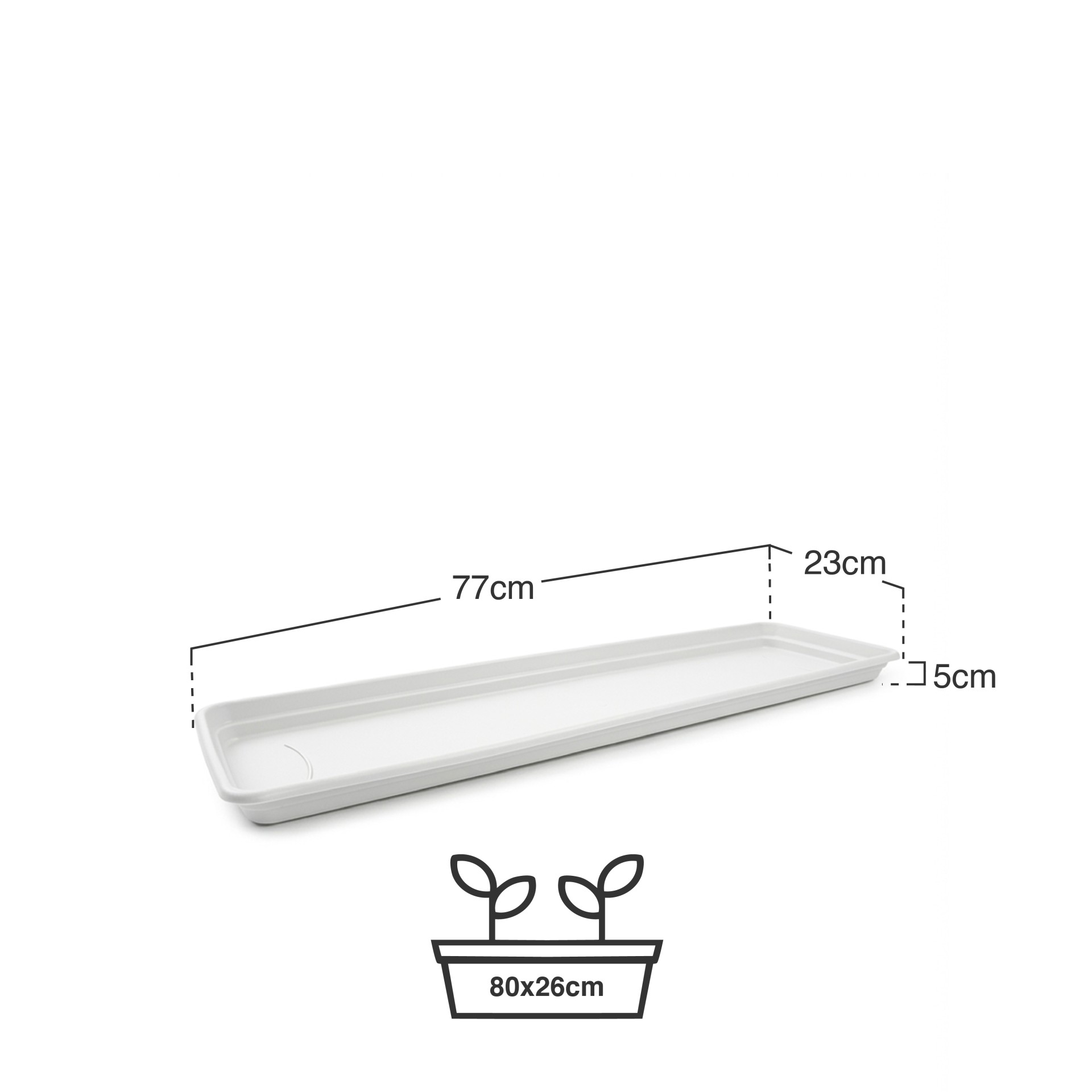 Prato Para FloreiraTerra Branco 77X23cm