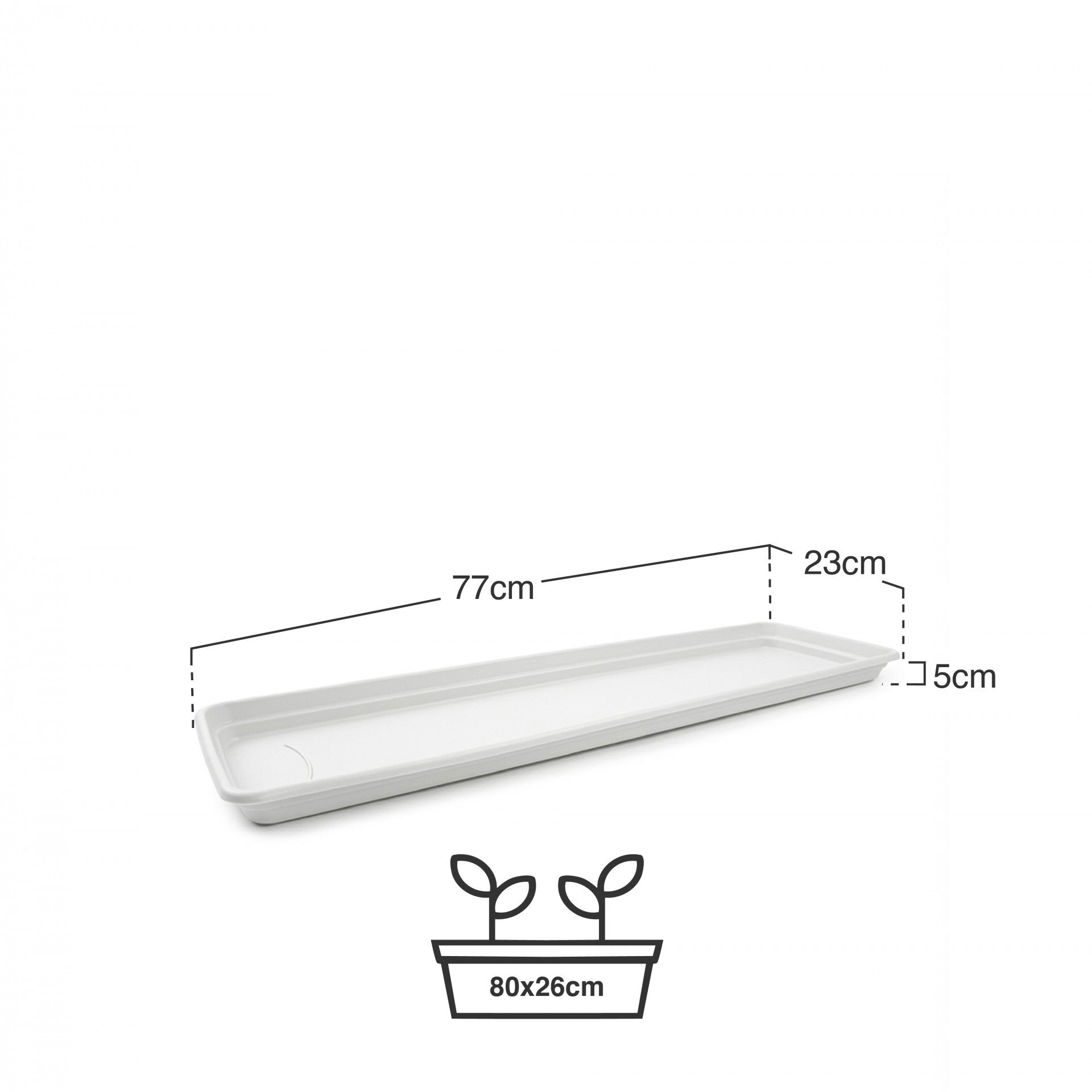 Prato Para FloreiraTerra Branco 77X23cm