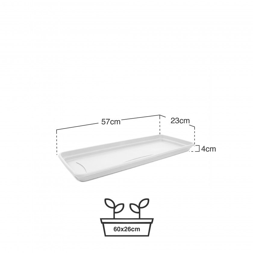 Prato Para Floreira Terra Branco 57X23cm Prato Para Floreira Terra Branco 57X23cm