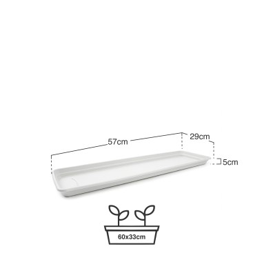 Prato Para Floreira Terra Branco 57X29cm