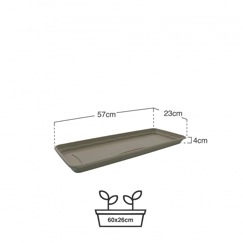 Prato Para Floreira Terra Taupe 57X23cm