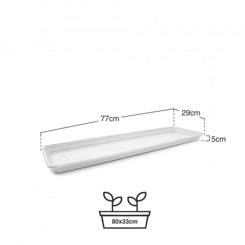 Prato Para Floreira Terra Branco 77X23cm Prato Para Floreira Terra Branco 77X23cm