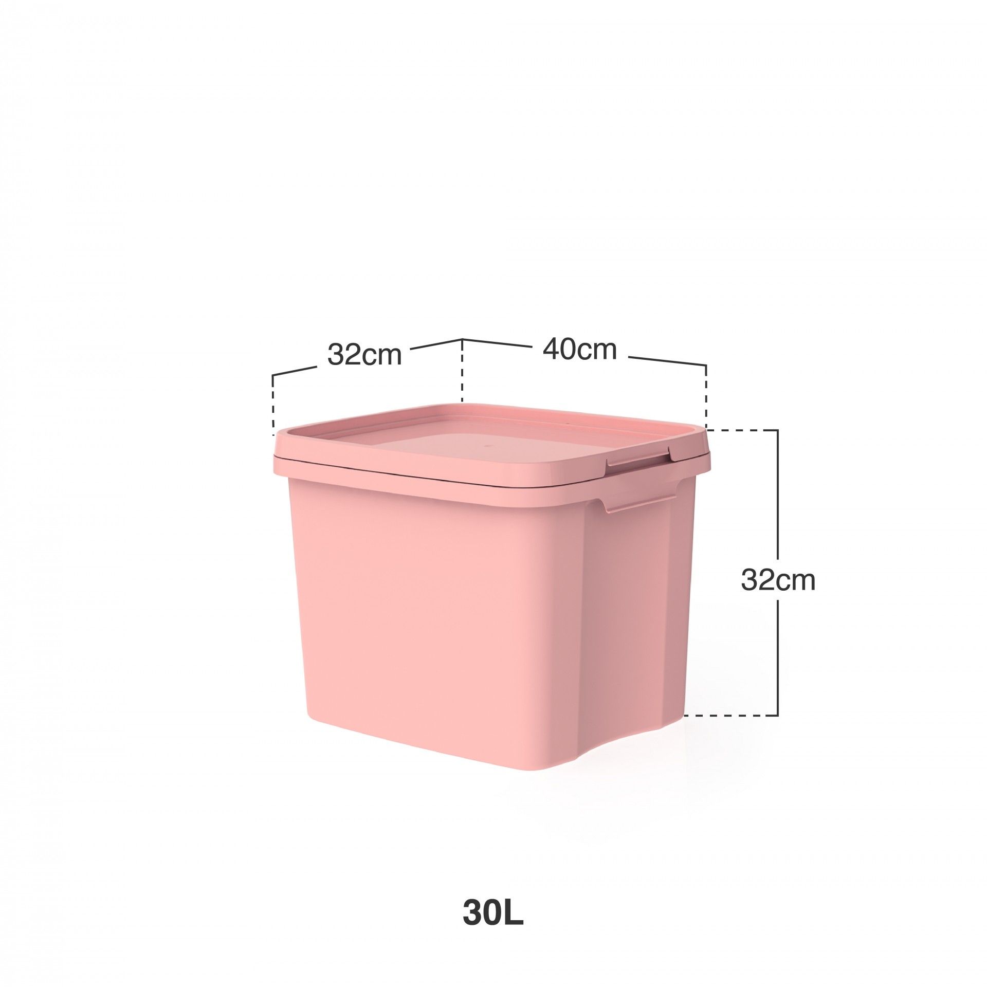 Caixa Arrumos Plástica Quadrado 30L 40X32X32cm