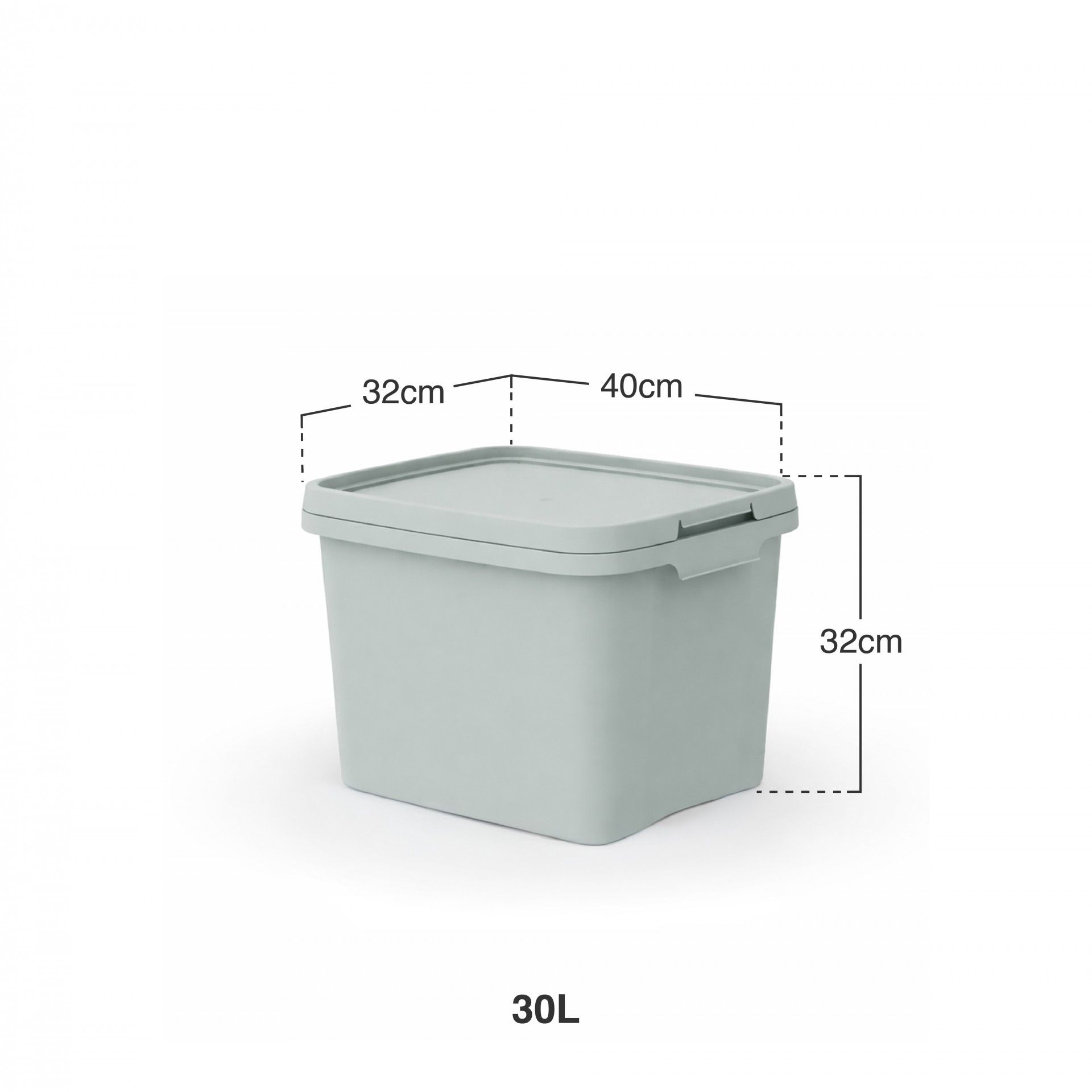 Caixa Arrumos Plástica Quadrado 30L 40X32X32cm