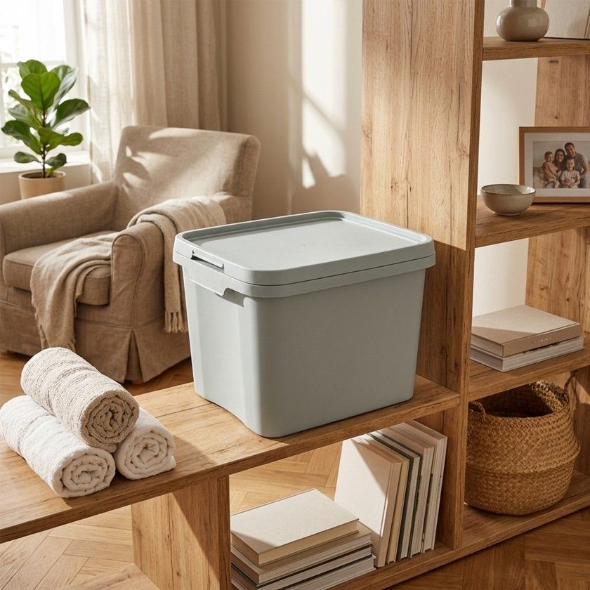 Caixa Arrumos Plástica Quadrado 30L 40X32X32cm Caixa Arrumos Plástica Quadrado 30L 40X32X32cm