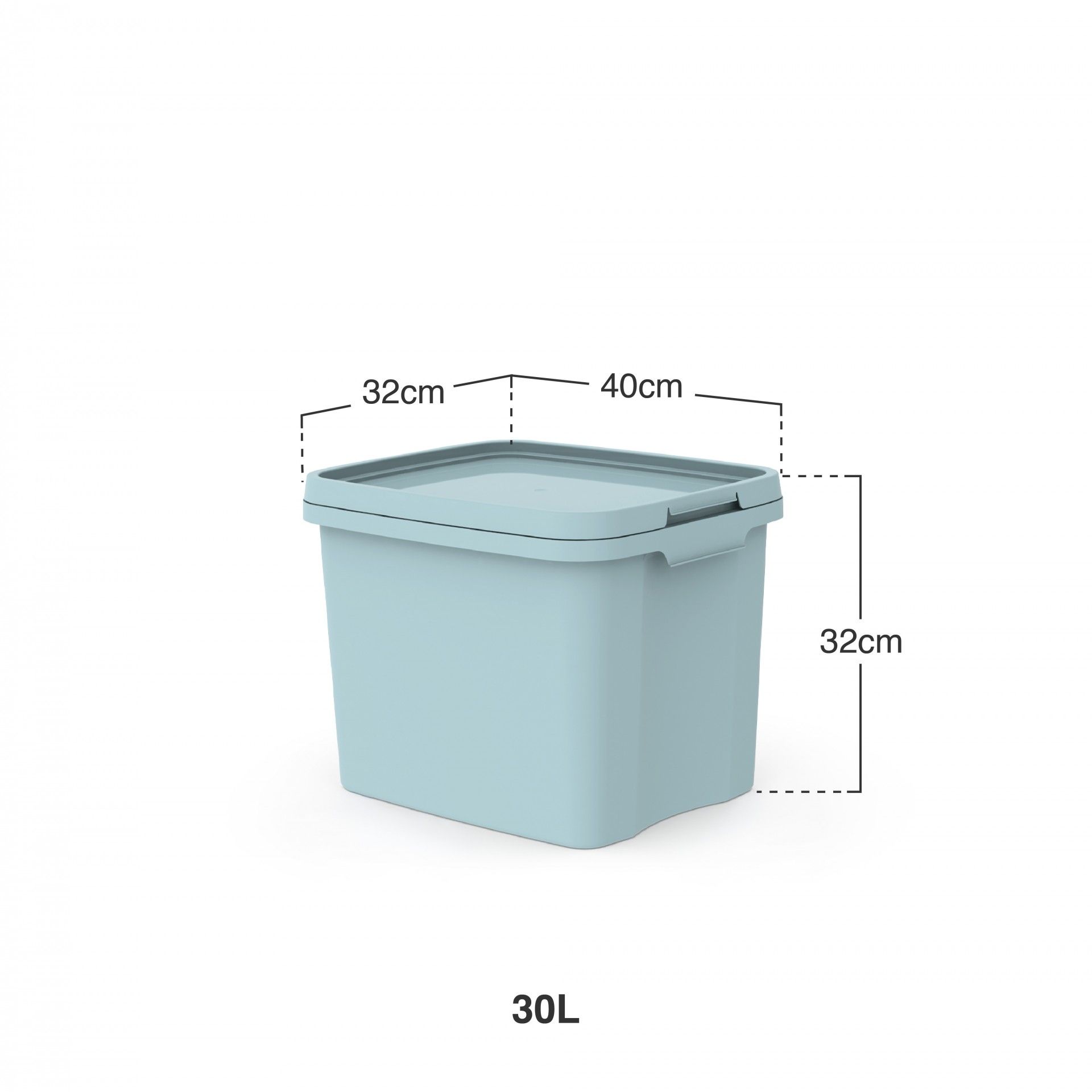 Caixa Arrumos Plástica Quadrado 30L 40X32X32cm