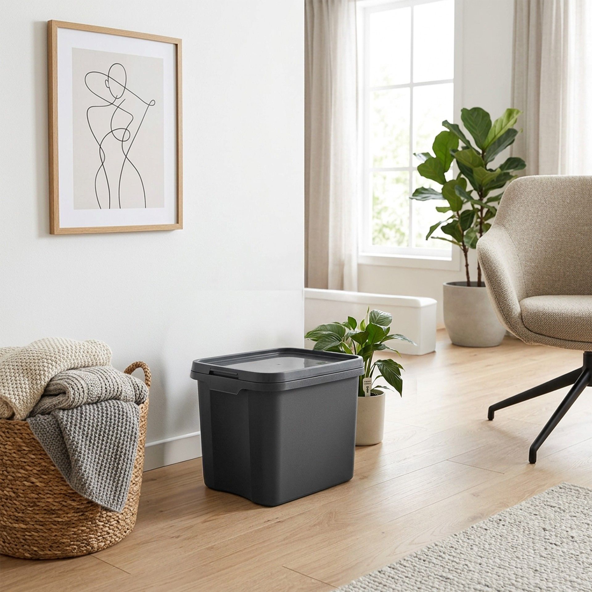 Caixa Arrumos Plástica Quadrado 30L 40X32X32cm