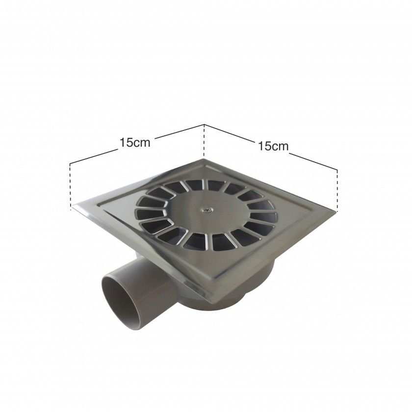 Sumidouro Horizontal Grelha Inox 15X15cm Sumidouro Horizontal Grelha Inox 15X15cm