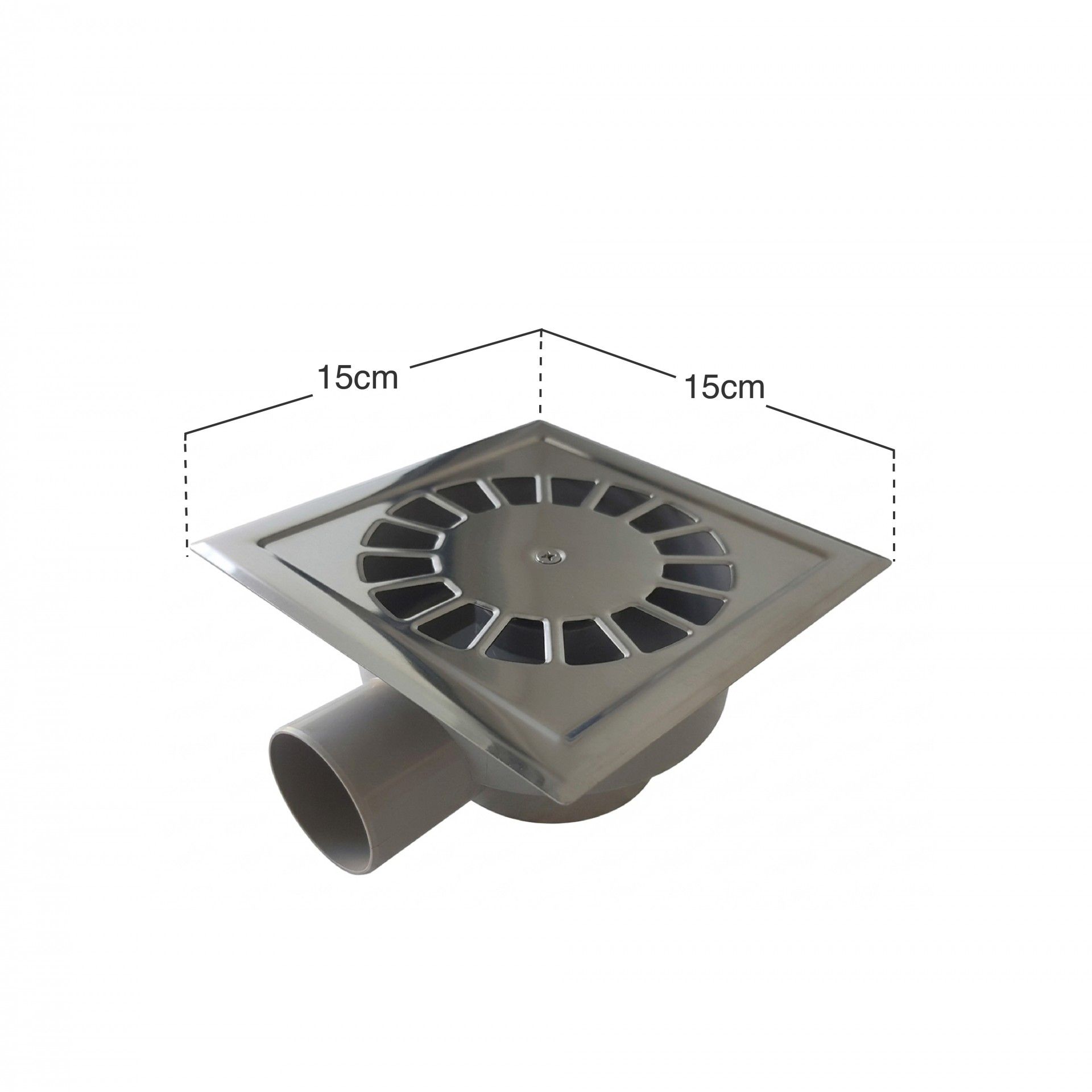 Sumidouro Horizontal Grelha Inox 15X15cm