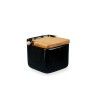 Saleiro Cerâmica Preto Tampa Bambu 800ml Saleiro Cerâmica Preto Tampa Bambu 800ml