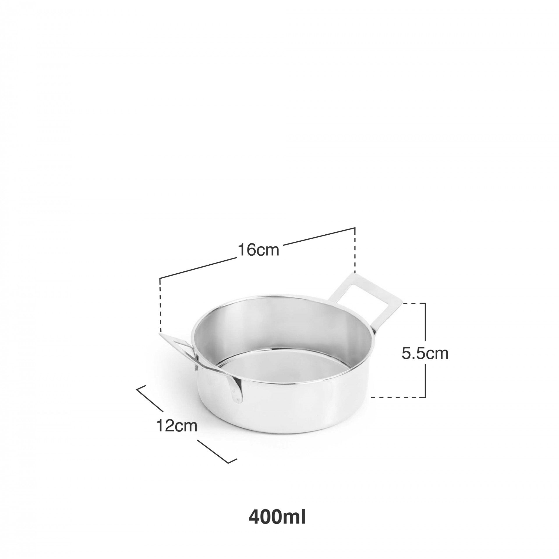 Caçarola Aperitivos Inox 12X16X5.5cm
