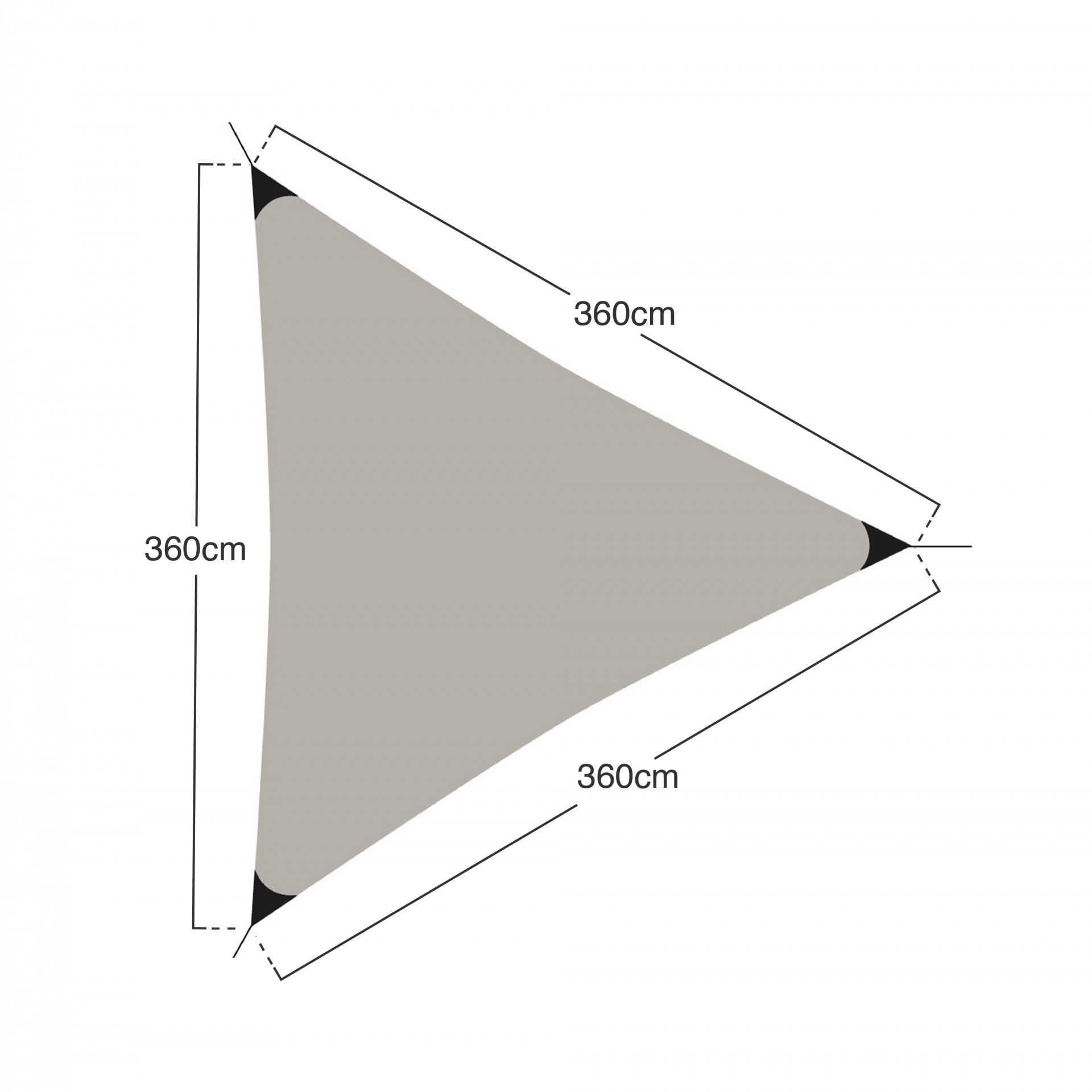 Toldo Vela Triangular Taupe 360X360X360cm