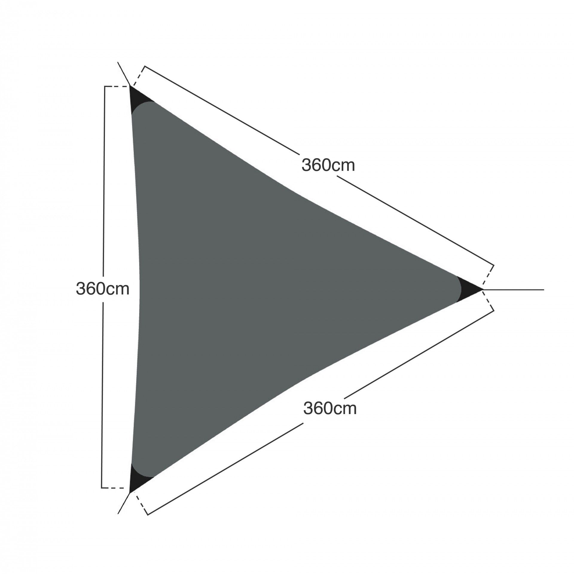 Toldo Vela Triangular Cinza 360X360X360cm