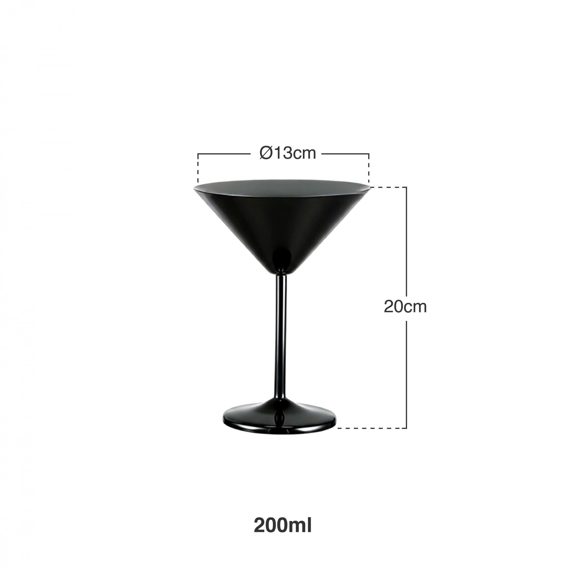 Copo Martini Inox Preto 200ml