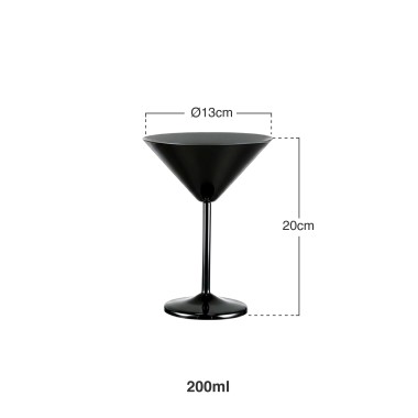 Copo Martini Inox Preto 200ml