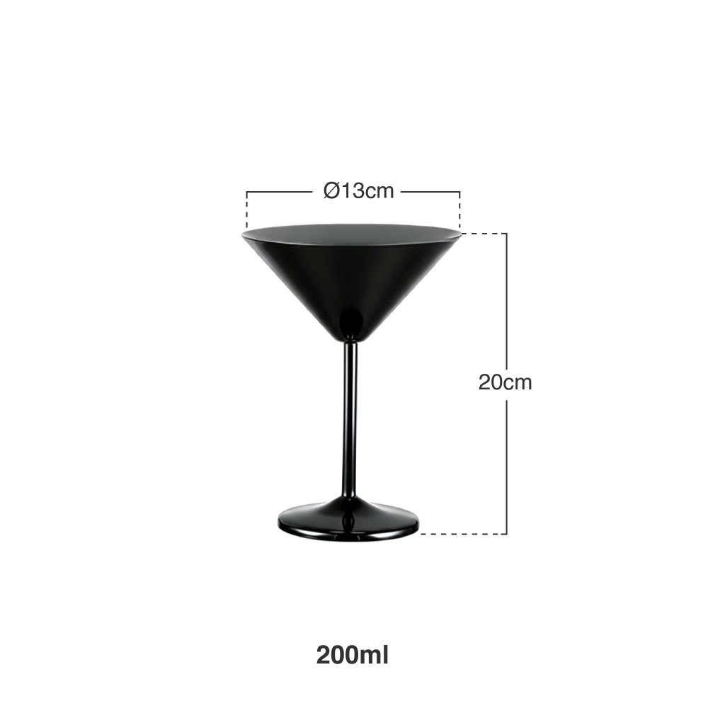 Copo Martini Inox Preto 200ml