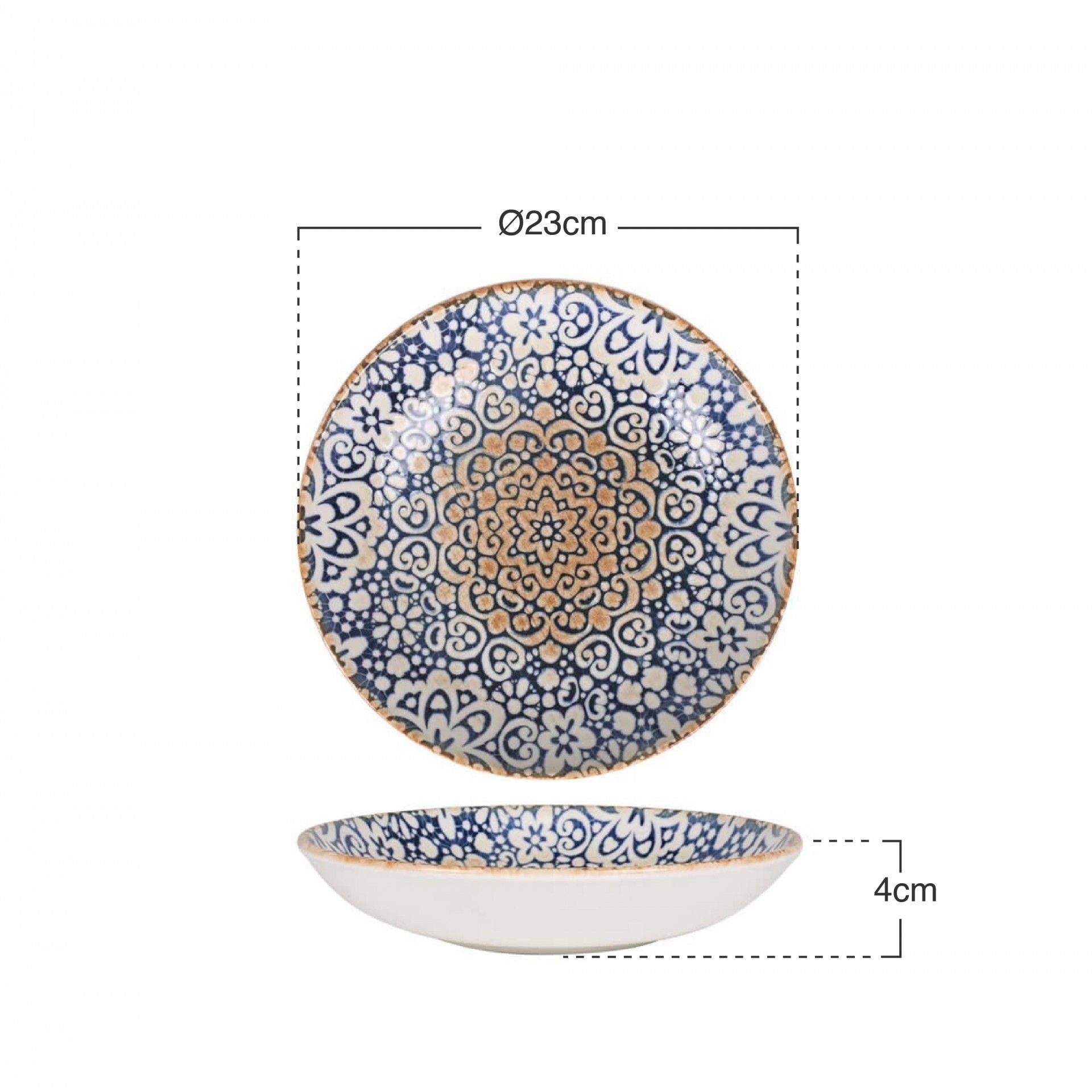 Prato Fundo Porcelana Alhambra Gourmet Multicor 1l 23X4cm
