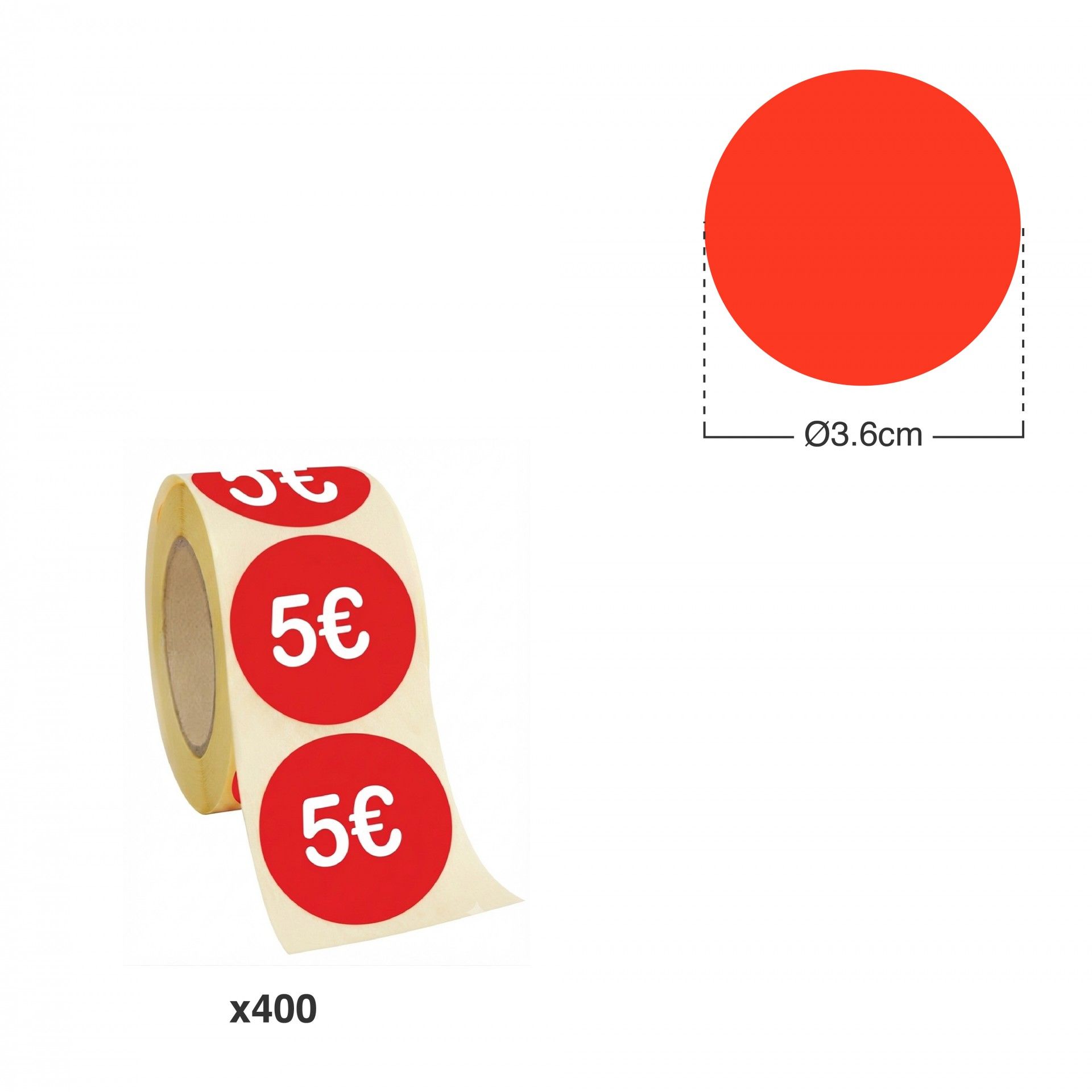 Rolo Etiqueta Preço 5? 3.6cm Pack 400