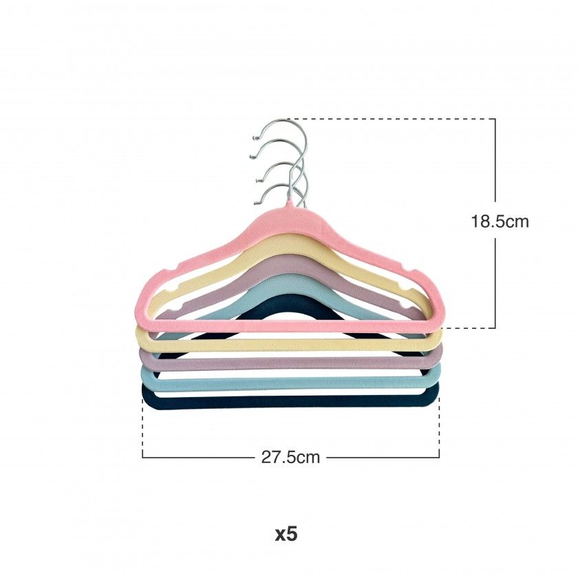 Cabide Veludo Infantil Pamex 27.5x18.5cm Pack 5 Cabide Veludo Infantil Pamex 27.5x18.5cm Pack 5