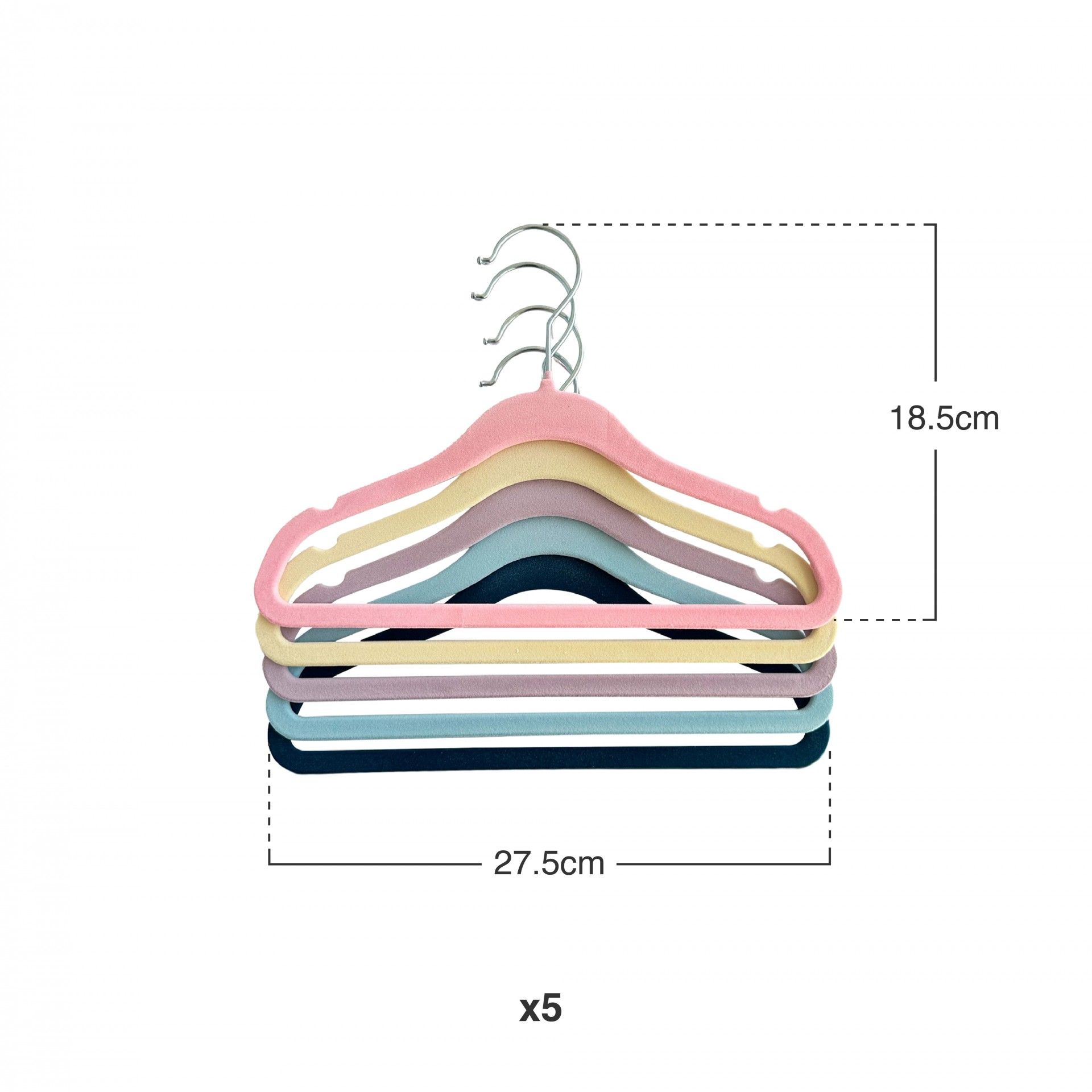 Cabide Veludo Infantil Pamex 27.5x18.5cm Pack 5