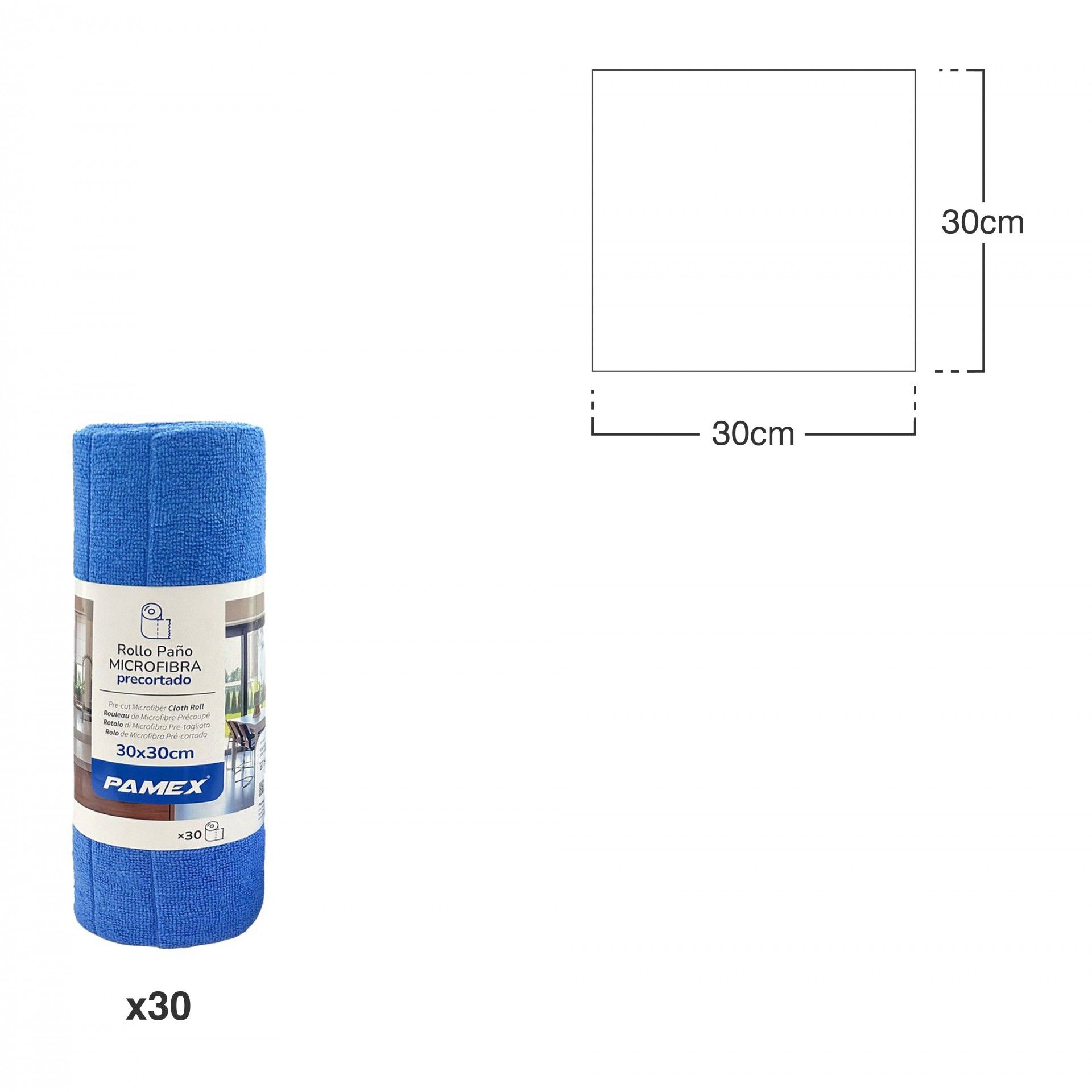 Rolo Pano Microfibra Pré - Cortado Pamex 30 Unidades 30x30cm